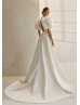 Two Piece Ivory Satin Keyhole Back Fashion Wedding Dress